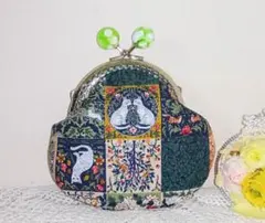 アールヌーボー シンフォニー がま口 ポーチ キャンディひねり 猫 ハンドメイド