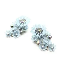 Coro Soft plastic blue flower earrings