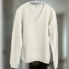 UNIQLOユニクロ カシミヤ100% Vネックセーター オフホワイト L