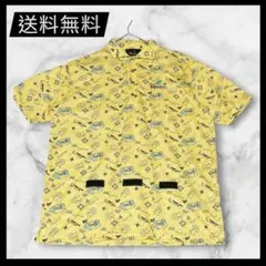 Paradiso パラディーゾ ゴルフシャツ LL 総柄 レトロ 黄色 個性派