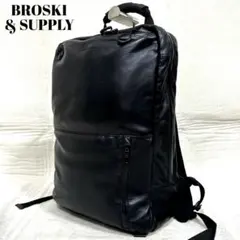 ​極美品 防水 ブロスキー＆サプライ レザーリュック HUB 本革 黒 A4可のサムネイル