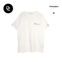 Champion USAコットン 刺繍 スクリプト クルーネックTシャツ 白 M