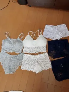 総レース ブラジャー ショーツ セット ２組とパンツ3枚新品M