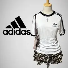 adidas アディダス Tシャツ 三本線 リンガーTシャツ ロゴ 白 Y2K