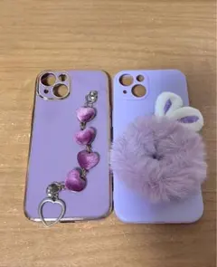 iPhoneケース　パープル デザイン ソフトケースセット