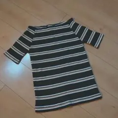 レディース　LOWRYS FARM　半袖ニット　ボーダー　ボートネック