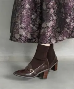 RANDA ストレッチ ソックスアンクルブーツ ブラウン