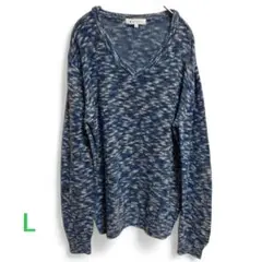 ワールド THE SHOP TK Lサイズ Vネック 麻混 ニット セーターのサムネイル