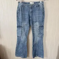 Fashion Nova【5】カーゴデニム ジーンズ 100%コットン フレア