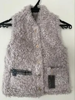 【新品】 ラグマート ファーｘチェックリバーシブルベスト 120 グレー