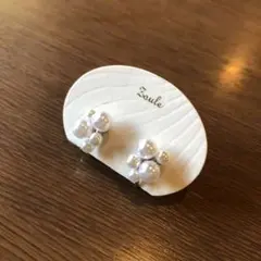 【No.242】上品クラシカル5粒パール楕円ラウンドイヤリング新品可愛い小ぶり♡