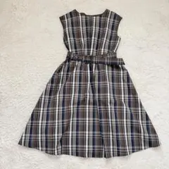 美品✨洗える✨anysis ベルト付きチェック柄ノースリーブワンピース