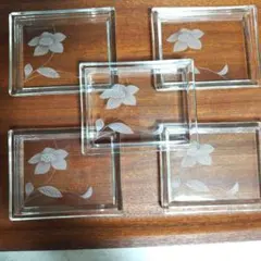 HOYAクリスタル四角い銘々皿5枚セット