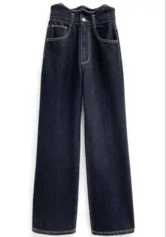 ウエストウェーブデザインデニムパンツ