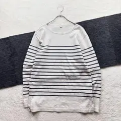 ユニクロ/L/黒/ボーダー柄/プルオーバー/サイドスリット/春夏/カジュアル