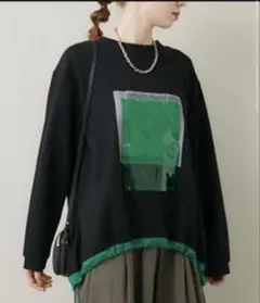 33°c ビニールパッチデザインポンチクルーネック トレーナー