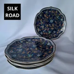 SILKROAD 青色花柄皿5枚セット