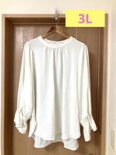 ホワイト バルーンスリーブ シャツ　3L