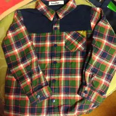 お洒落✨familiar ファミリアチェック柄 長袖切替シャツ 110