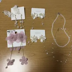 ピアス ネックレス まとめ売り パール 花 SHEIN ブライダルアクセサリーのサムネイル