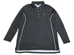 ルコックゴルフ　ダークグレー ストライプ柄 長袖ポロシャツ4 L