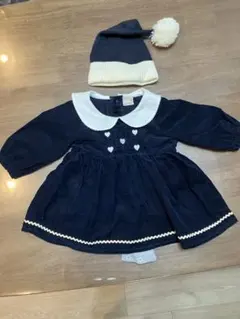 プティマイン　ニット帽付き　ワンピース　80