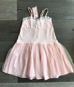 韓国子供服　チュール切り替えキャミワンピース　130