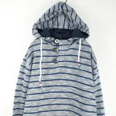 G8755*トミーヒルフィガー☆ボーダー柄☆パーカー☆フーディー☆グレー☆S