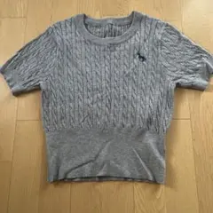 Dazy ケーブル編み 半袖ニットセーター M グレー