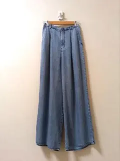 今季新品タグ付きテチチウォッシュデニムライクタックワイドパンツのサムネイル
