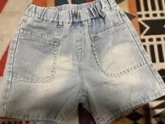 パール装飾 デニムショートパンツ 13-14Y