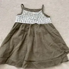 【familiar】キャミワンピース　サイズ80　カーキ×レース
