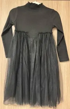 ブラック フリルネック ワンピース　130