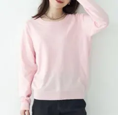 【未使用】cocaピンク 長袖 クルーネック Uネックセーター　春　薄手