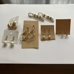 ピアス5点セット　パール風ピン2点