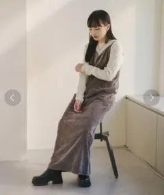 Kastane カスタネ　2WAYベロアワンピース　グレー