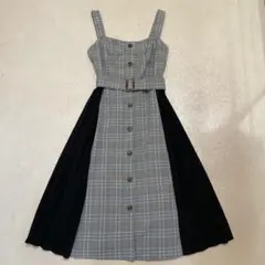 チェック柄フレアワンピース