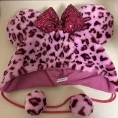 ピンクヒョウ柄ミニーファンキャップ