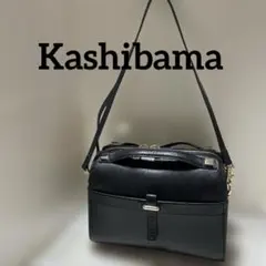 Kashibama ハシバミ　レザーショルダーバッグ ブラック ゴールド金具