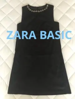 【ZARA BASIC】ビジュー付ノースリーブワンピース＊S＊ブラック