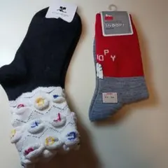 フランス、クレージユとスヌーピー柄ソックス 23-25cm
