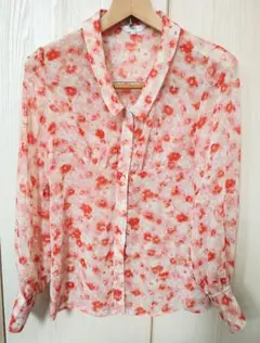 【美品】ボナジョルナータ 花柄シフォンブラウス M ピンク系 透け感 春夏のサムネイル