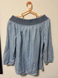 GAP オフショルダー ブラウス ライトブルー