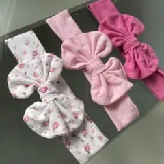 リボン付きヘアバンド3個セット