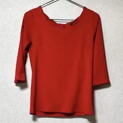 INGNI レッドリブカットソー M 上品可愛い七分袖トップス 秋冬春 着回し