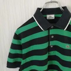 LACOSTE　ラコステ　ポロシャツ　半袖　ボーダー　ロゴ