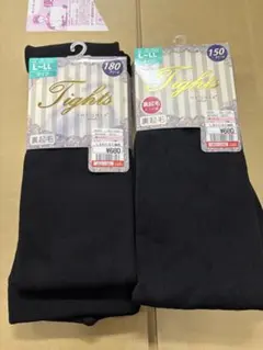 2足セットブラック裏起毛タイツ 180デニール 150デニール 新品 水玉 無地