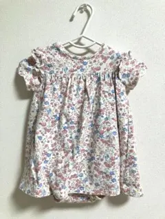 【美品】H&M オーガニックコットン 花柄ロンパース 68