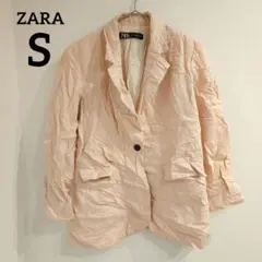 ZARAザラ 【S】 リネン　テーラードジャケット　ピンク　オーバーサイズ