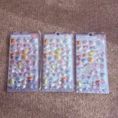 水色　いぬ　ボンボンドロップシール　3权セット　3D立体シール